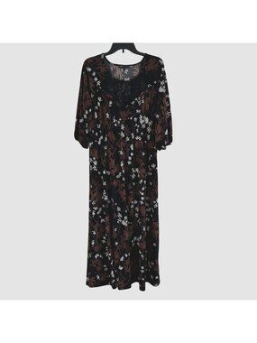 Adrienne Vittadini Women 3/4 sleeves Floral Maxi Dress Size L
